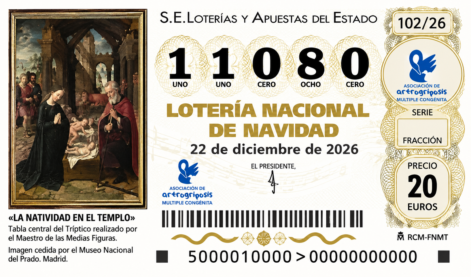 Lotería de Navidad 2026 de AMC España, número 11080